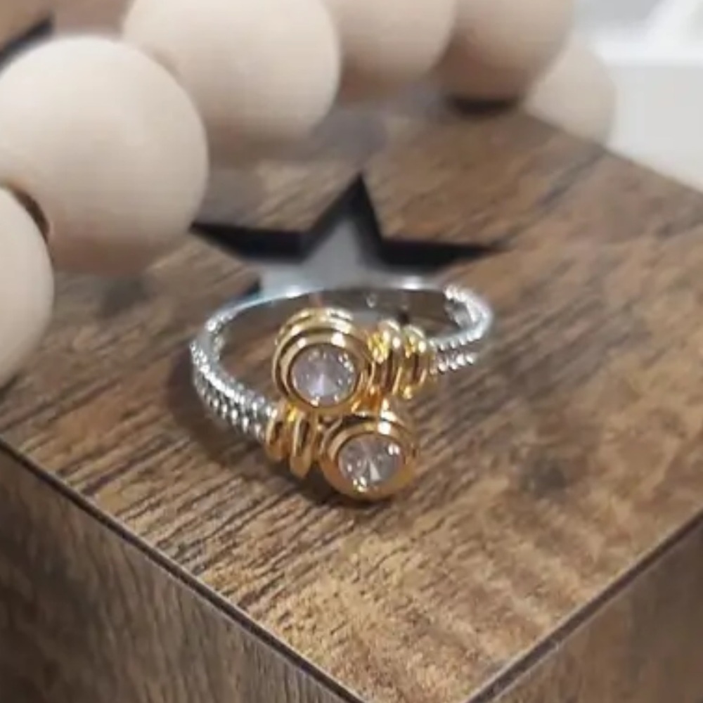 New! Yurman style classic cable ring /gold & silver two tone & diamonds